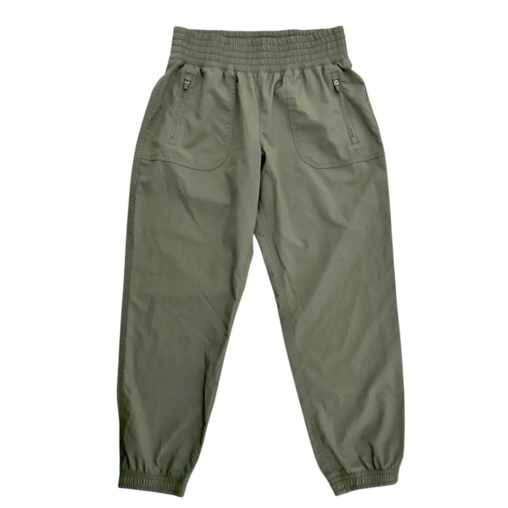 Old Navy Green Stretchtech Quick Dry Joggers Front Zip Pockets Elastic Waistband